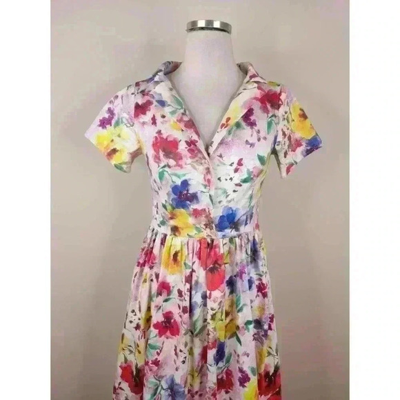 Myrtlewood of California Floral Fit Flare Dress Retro Colorful Cottagecore - Picture 3 of 10